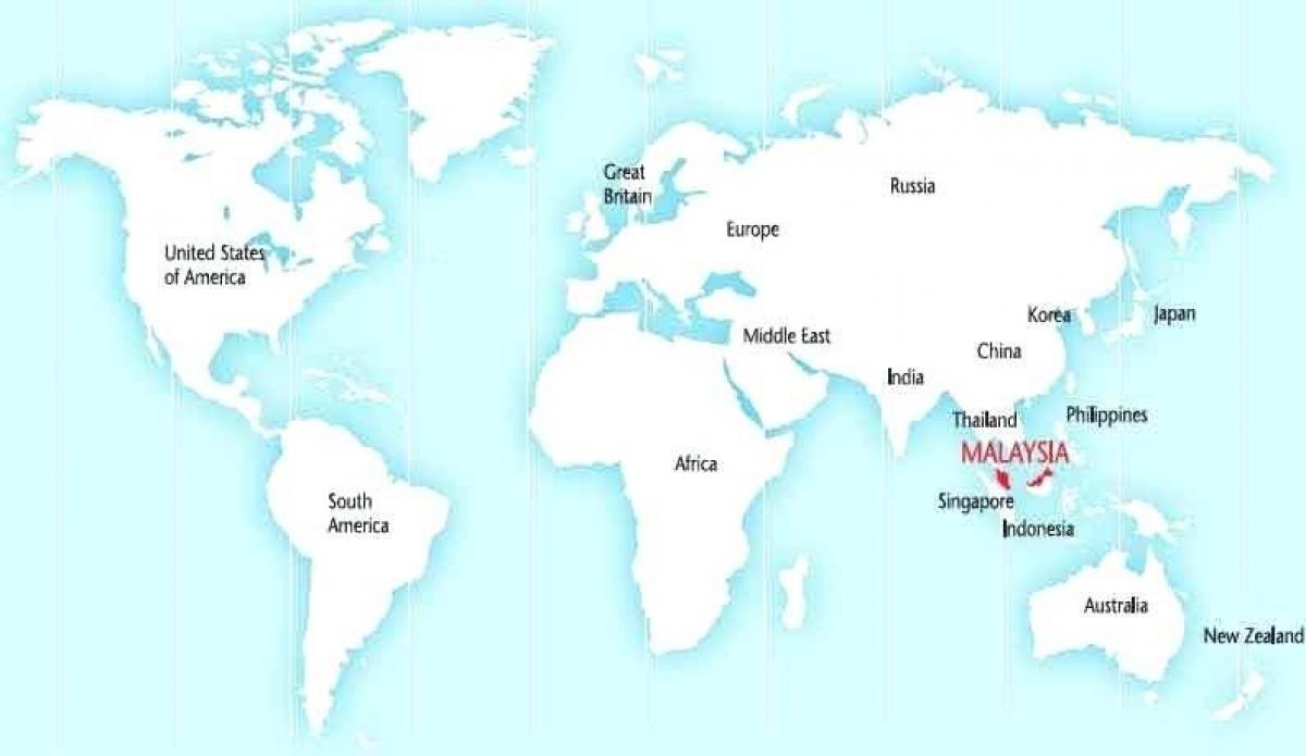 карта свету, якая паказвае Малайзія