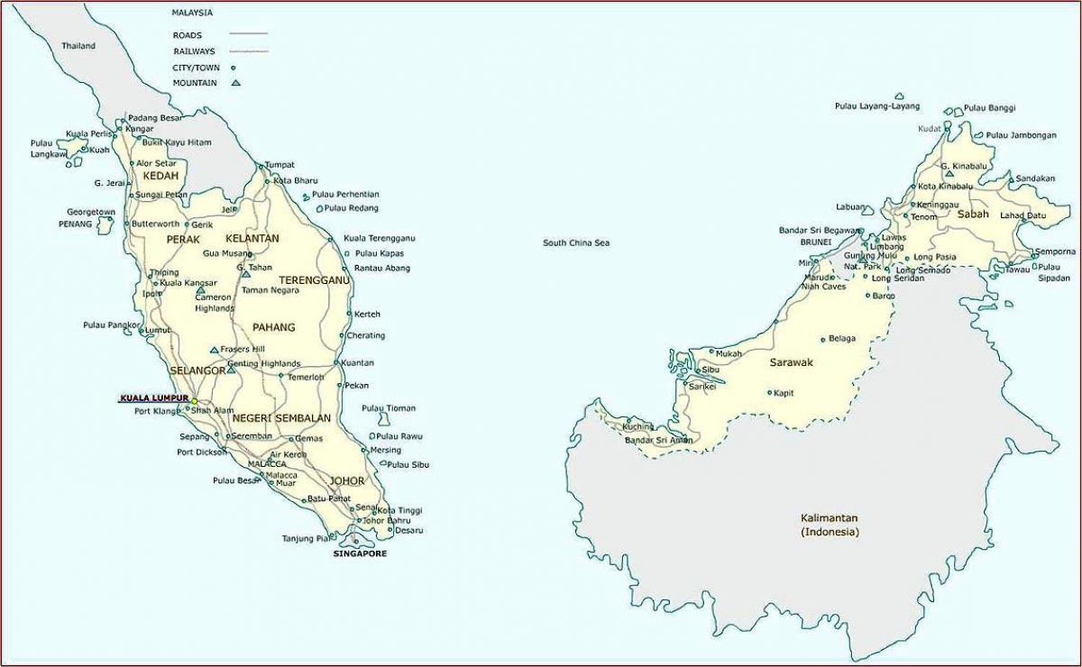 падрабязная карта Малайзіі