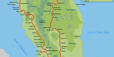 КТМ маршрут на карце Малайзіі