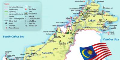Карта Усходняй Малайзіі