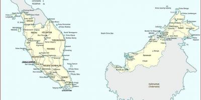 Падрабязная карта Малайзіі