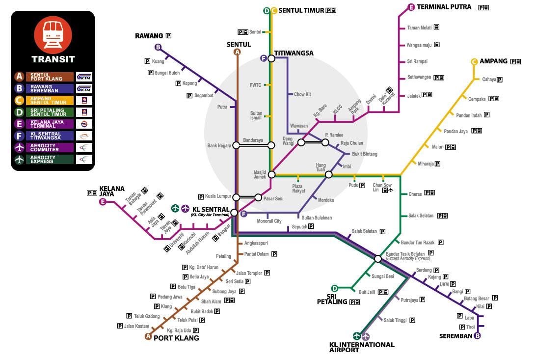 карта транспарту Малайзіі