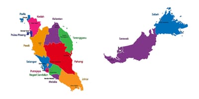 Карта Малайзіі карце фатаграфіі
