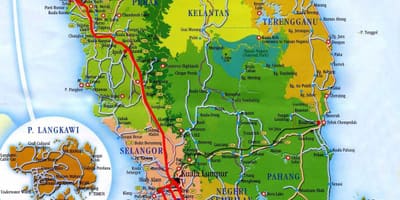 Карта Паўднёвай Малайзіі